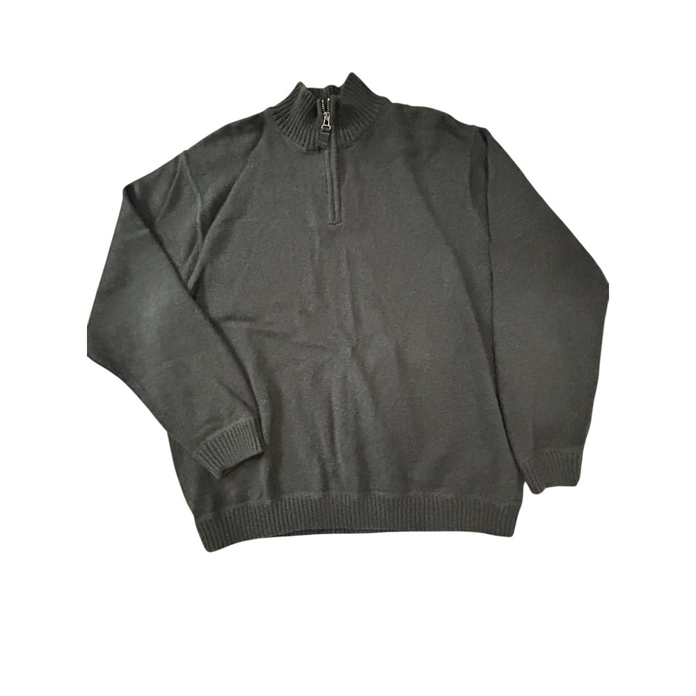 Eddie Bauer 1/4 Zip 100% Cotton Sweater Gray Mens SZ 2XL